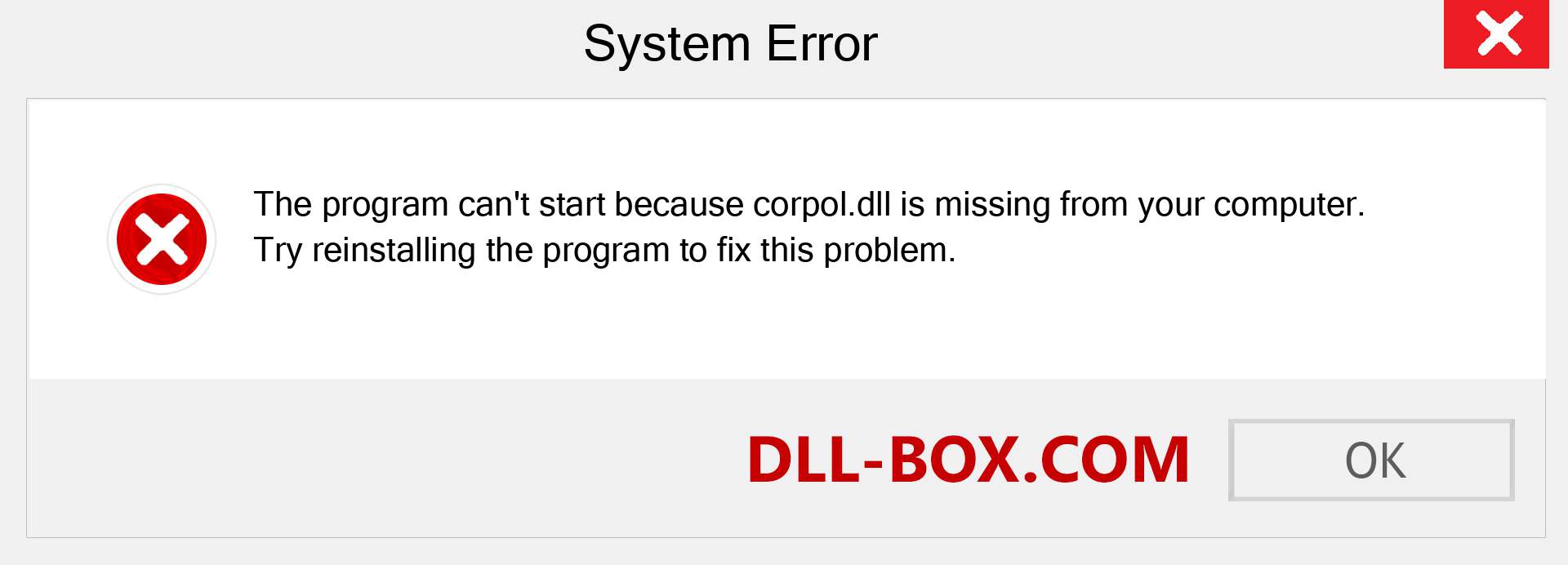  corpol.dll file is missing?. Download for Windows 7, 8, 10 - Fix  corpol dll Missing Error on Windows, photos, images