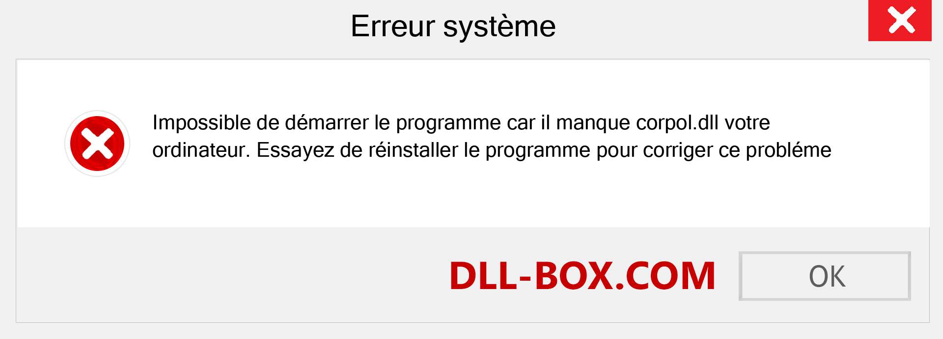 Le fichier corpol.dll est manquant ?. Télécharger pour Windows 7, 8, 10 - Correction de l'erreur manquante corpol dll sur Windows, photos, images